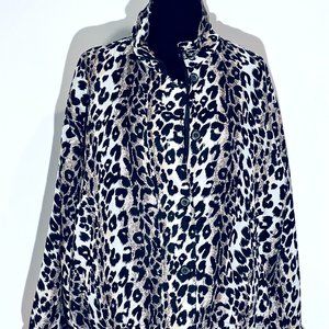 Vintage 1980's Stunt Sports, Zip-up, Windbreaker Jacket in Leopard Print